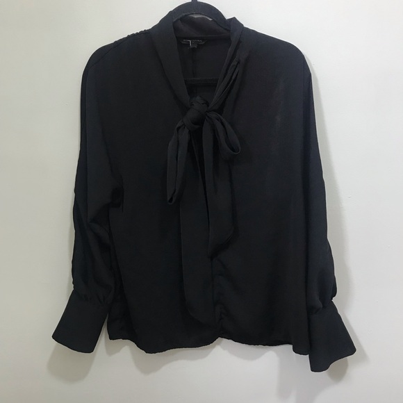 New York & Company Tops - NWOT Black Tie-Neck Long Sleeve Women's Blouse